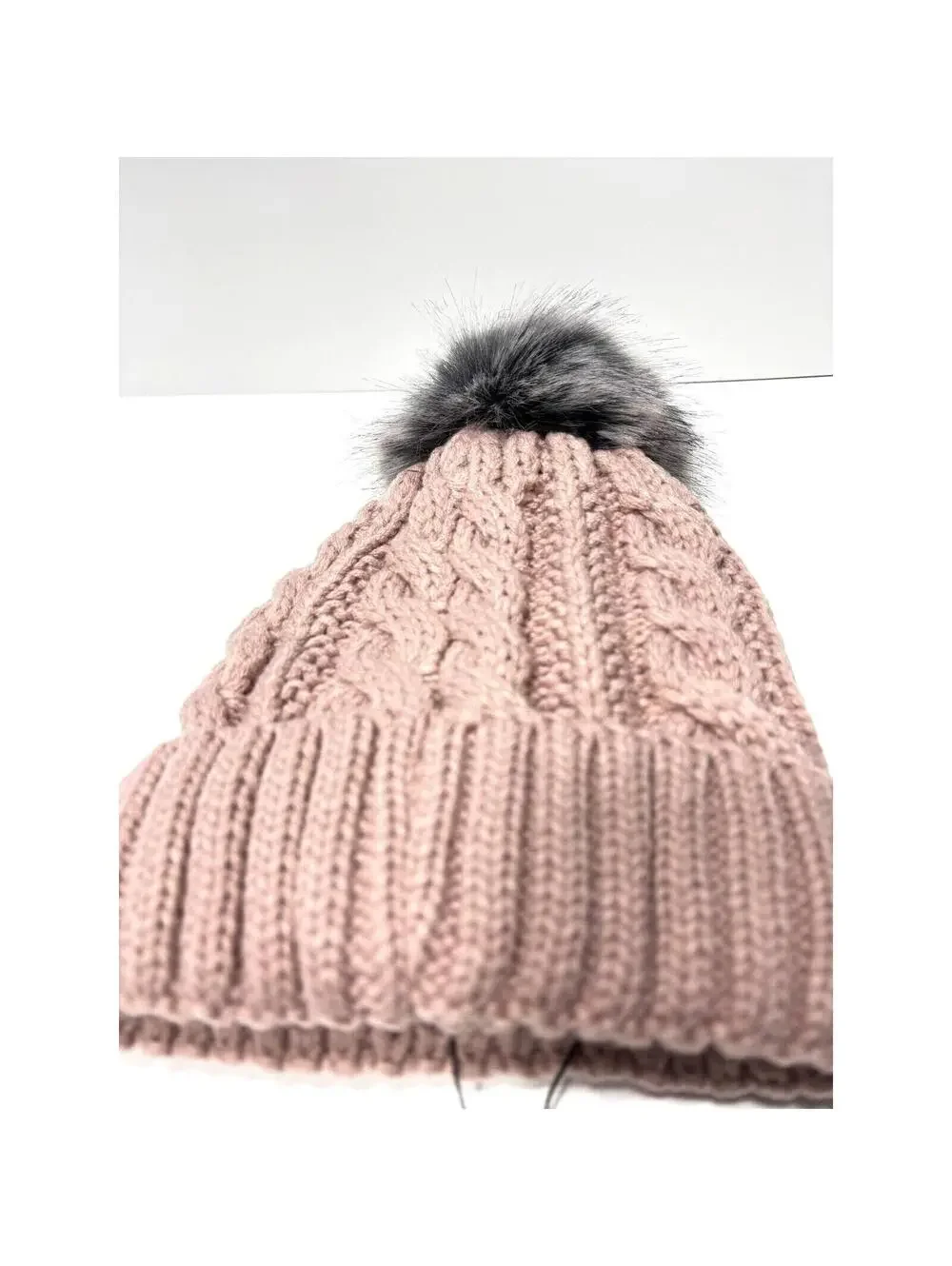 Pink Winter Hat Warm Knitted Women's Toque with Pom Pom, Brand New One Size